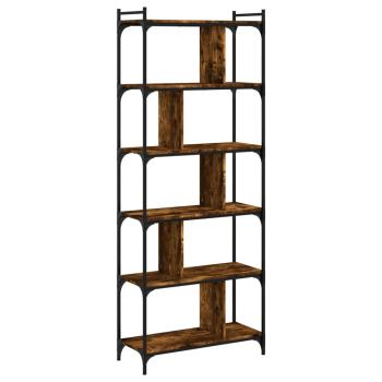 B?cherregal 6 B?den R?uchereiche 76x32x192 cm Holzwerkstoff