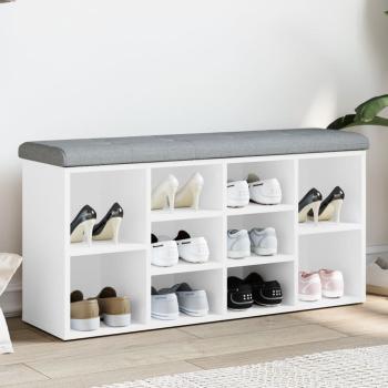 ARDEBO.de - Schuhbank Weiß 102 x 32 x 50 cm Holzwerkstoff