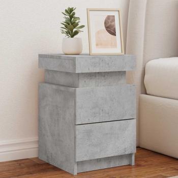 ARDEBO.de - Nachttisch mit LED-Leuchten Betongrau 35x39x55 cm