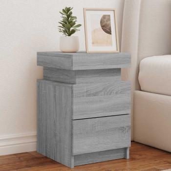 ARDEBO.de - Nachttische mit LED-Leuchten 2 Stk. Grau Sonoma 35x39x55 cm
