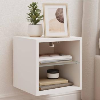 ARDEBO.de - TV-Wandschrank mit LED-Leuchten Weiß 30x28,5x30 cm
