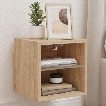 ARDEBO.de - TV-Wandschrank mit LED-Leuchten Sonoma-Eiche 30x28,5x30 cm