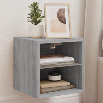 ARDEBO.de - TV-Wandschrank mit LED-Leuchten Grau Sonoma 30x28,5x30 cm