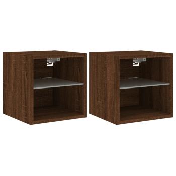TV-Wandschränke mit LED-Leuchten 2 Stk. Braun Eichen-Optik