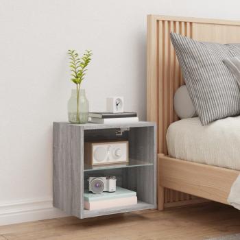 Wand-Nachttisch mit LED-Leuchten Grau Sonoma