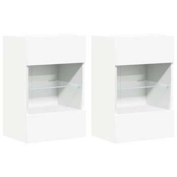 Wandschränke mit LED-Leuchten für TV 2 Stk. Weiß 40x30x60,5 cm