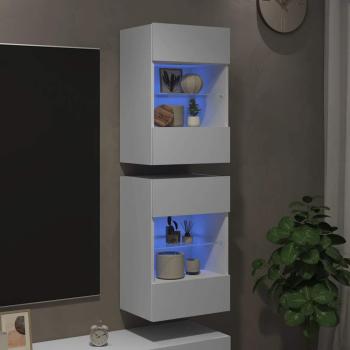 Wandschränke mit LED-Leuchten für TV 2 Stk. Weiß 40x30x60,5 cm