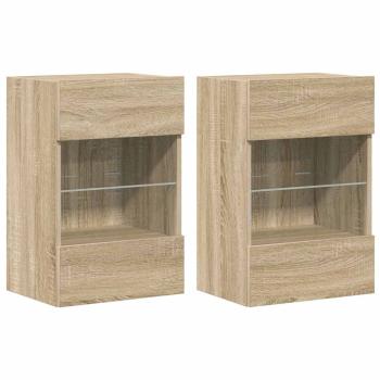 Wandschränke mit LED-Leuchten für TV 2 Stk. Sonoma-Eiche