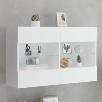 ARDEBO.de - TV-Wandschrank mit LED-Leuchten Weiß 98,5x30x60,5 cm