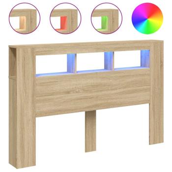 LED-Kopfteil Sonoma Eiche 160x18,5x103,5 cm Holzwerkstoff
