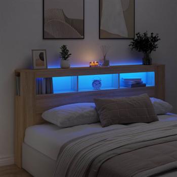 LED-Kopfteil Sonoma Eiche 200x18,5x103,5 cm Holzwerkstoff