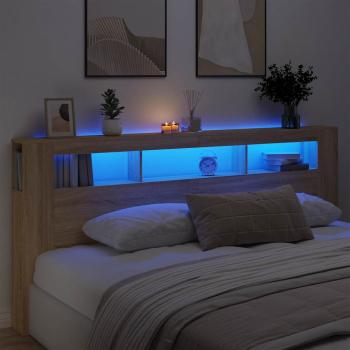 ARDEBO.de - LED-Kopfteil Sonoma Eiche 220x18,5x103,5 cm Holzwerkstoff