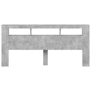 LED-Kopfteil Betongrau 220x18,5x103,5 cm Holzwerkstoff