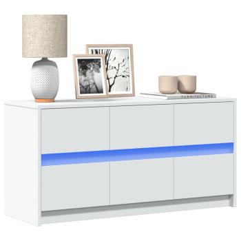 ARDEBO.de - TV-Schrank mit LED-Beleuchtung Weiß 100x34x50 cm Holzwerkstoff