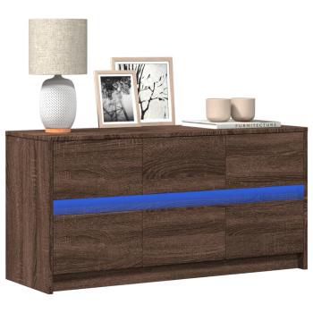 ARDEBO.de - TV-Schrank mit LED-Beleuchtung Braun Eichen-Optik 100x34x50 cm