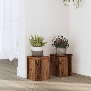 ARDEBO.de - Pflanzenständer 2 Stk. Altholz-Optik 15x15x20 cm Holzwerkstoff