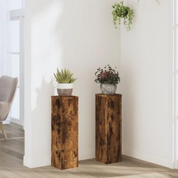 ARDEBO.de - Pflanzenständer 2 Stk. Räuchereiche 17x17x60 cm Holzwerkstoff