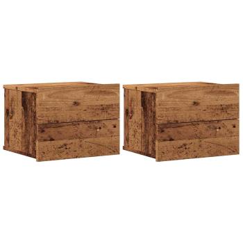 Wand-Nachttische 2 Stk. Altholz-Optik 40x32x30 cm