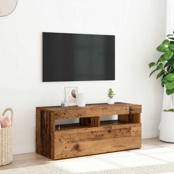ARDEBO.de - TV-Schrank mit LED-Leuchten Altholz-Optik 90x35x40 cm