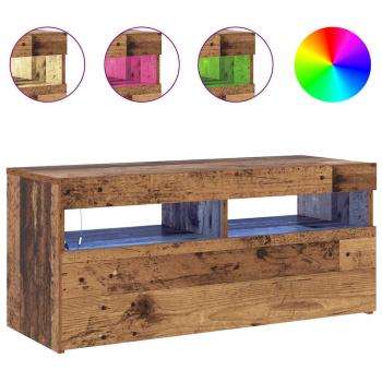TV-Schrank mit LED-Leuchten Altholz-Optik 90x35x40 cm