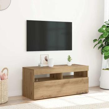ARDEBO.de - TV-Schrank mit LED-Leuchten Artisan-Eiche 90x35x40 cm
