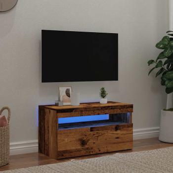 ARDEBO.de - TV-Schrank mit LED-Leuchten Altholz-Optik 75x35x40 cm