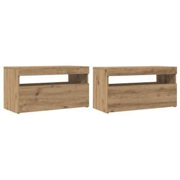 TV-Schränke mit LED-Leuchten 2 Stk. Artisan-Eiche Holzwerkstoff