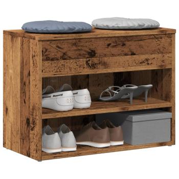 ARDEBO.de - Schuhbank Altholz-Optik 60x30x45 cm Holzwerkstoff