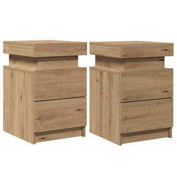 LED-Nachttische 2 Stk. Artisan-Eiche 35x39x55 cm Holzwerkstoff
