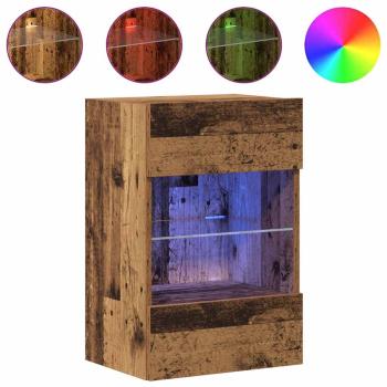 Wandschränke mit LED-Leuchten für TV 2 Stk. Altholz-Optik