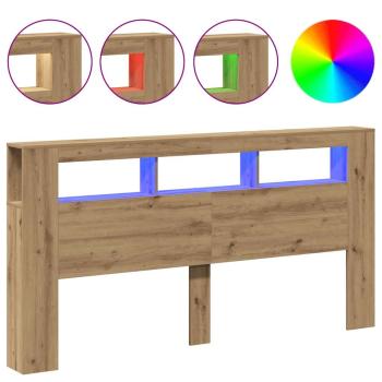 LED-Kopfteil Artisan-Eiche 200x18,5x103,5 cm Holzwerkstoff