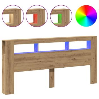LED-Kopfteil Artisan-Eiche 220x18,5x103,5 cm Holzwerkstoff