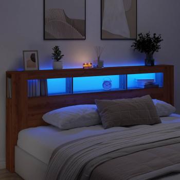 LED-Kopfteil Artisan-Eiche 220x18,5x103,5 cm Holzwerkstoff