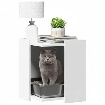 Katzenstreu Box Umzäunung Weiß 42 x 42 x 51 cm