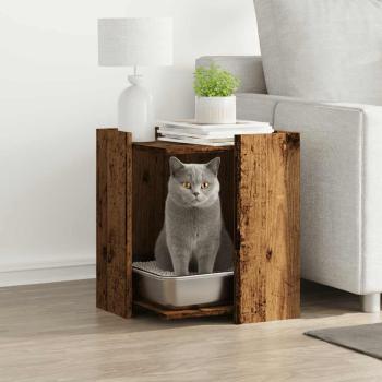 ARDEBO.de - Katzenklo Altholz-Optik 42x42x51 cm Holzwerkstoff