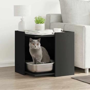 ARDEBO.de - Katzenstreu Box Umzäunung Schwarz 53 x 53 x 51 cm