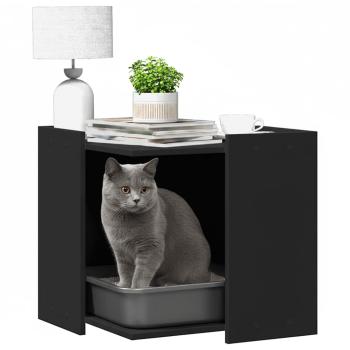 Katzenstreu Box Umzäunung Schwarz 53 x 53 x 51 cm