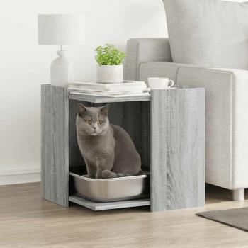 ARDEBO.de - Katzenklo Grau Sonoma 53x53x51 cm Holzwerkstoff