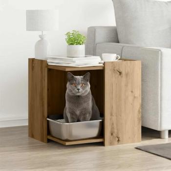 ARDEBO.de - Katzenstreu Box Umzäunung Artisan-Eiche 53 x 53 x 51 cm