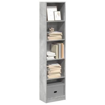 ARDEBO.de - B?cherregal Betongrau 40x24x176 cm Holzwerkstoff