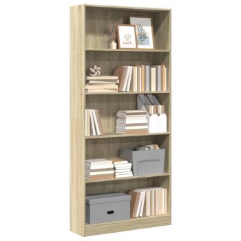 ARDEBO.de - B?cherregal Sonoma-Eiche 80 x 24 x 176 cm Holzwerkstoff