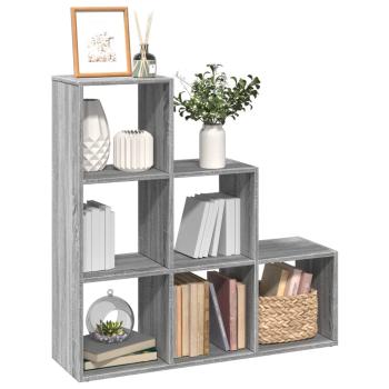 ARDEBO.de - Raumteiler-B?cherregal 3 Etagen Grau Sonoma 99x29x99 cm