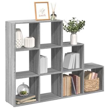 ARDEBO.de - Raumteiler-Bücherregal 3 Stufen Grau Sonoma 137,5x29x103,5 cm