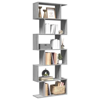 ARDEBO.de - Raumteiler-Bücherregal 6 Etagen Grau Sonoma 70x24x193 cm