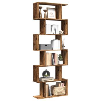 ARDEBO.de - Raumteiler-Bücherregal 6 Etagen Altholz-Optik 70x24x193 cm