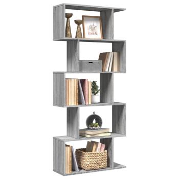 ARDEBO.de - Raumteiler-Bücherregal 5 Etagen Grau Sonoma 70x24x161 cm