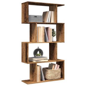 ARDEBO.de - Raumteiler-Bücherregal 4 Böden Altholz-Optik 70x24x129 cm