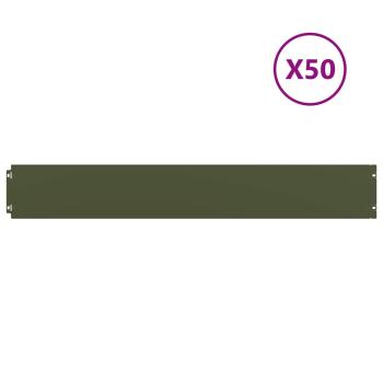 Rasenkanten 50 Stk. Olivgrün 15x103 cm Kaltgewalzter Stahl