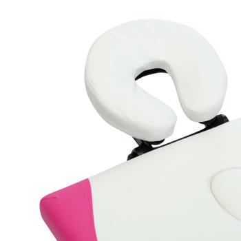 Massageliege Klappbar 4-Zonen Aluminiumgestell Weiß und Rosa