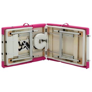 Massageliege Klappbar 4-Zonen Aluminiumgestell Weiß und Rosa